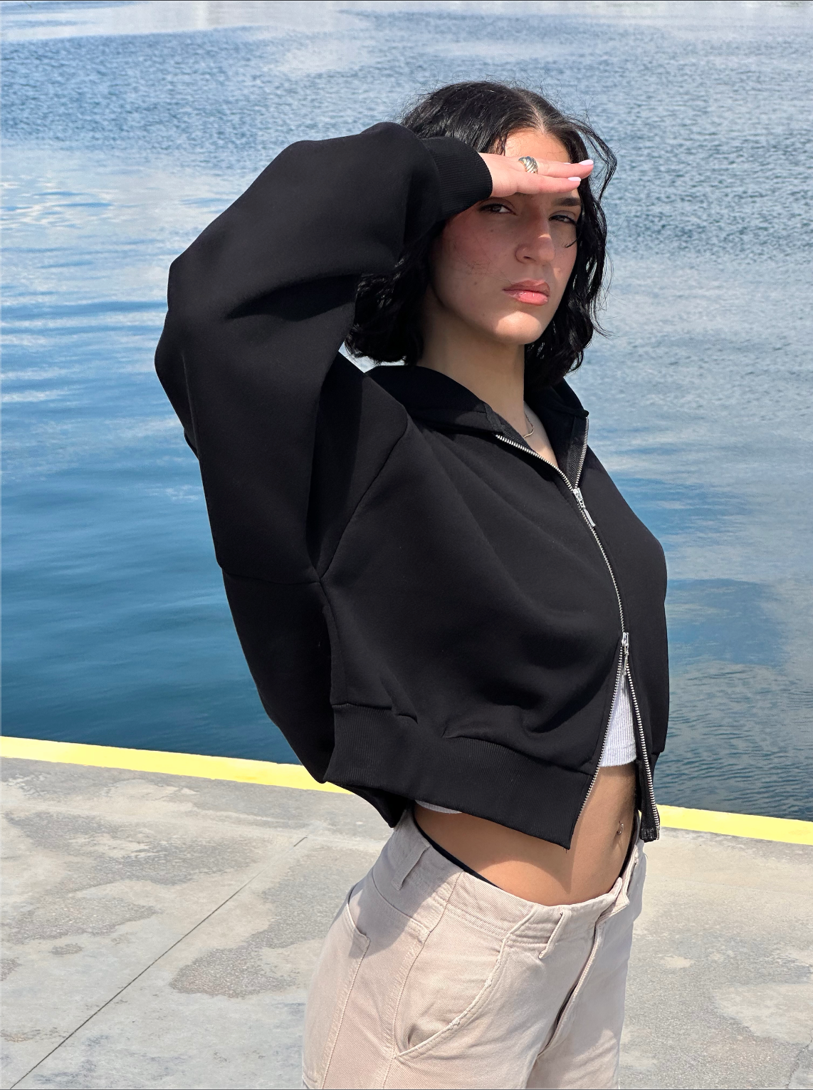 "Le Soleil" Cropped Jacket | Black