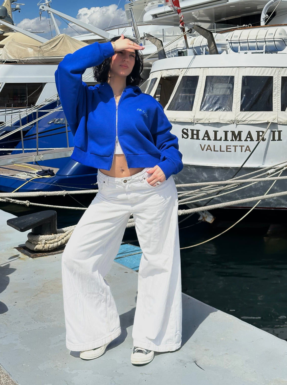 "Le Soleil" Cropped Jacket | Bleu