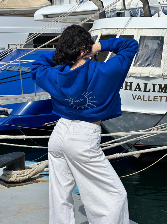 "Le Soleil" Cropped Jacket | Bleu