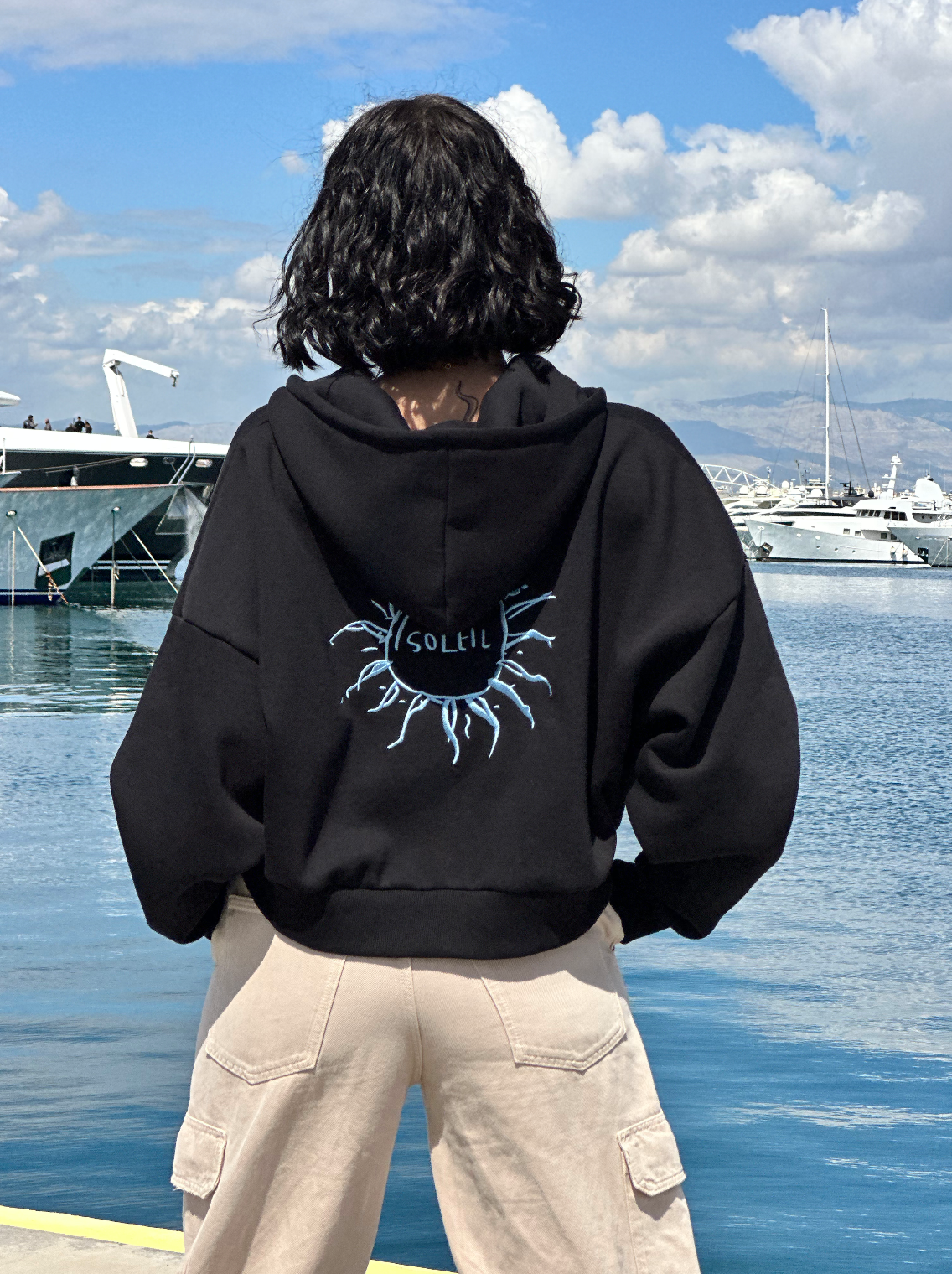 "Le Soleil" Cropped Jacket | Black