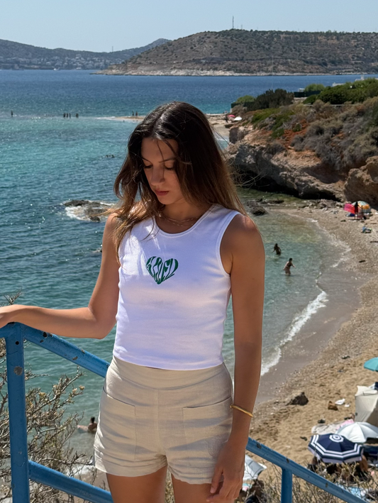 "Le petit coeur" Tank Top | White