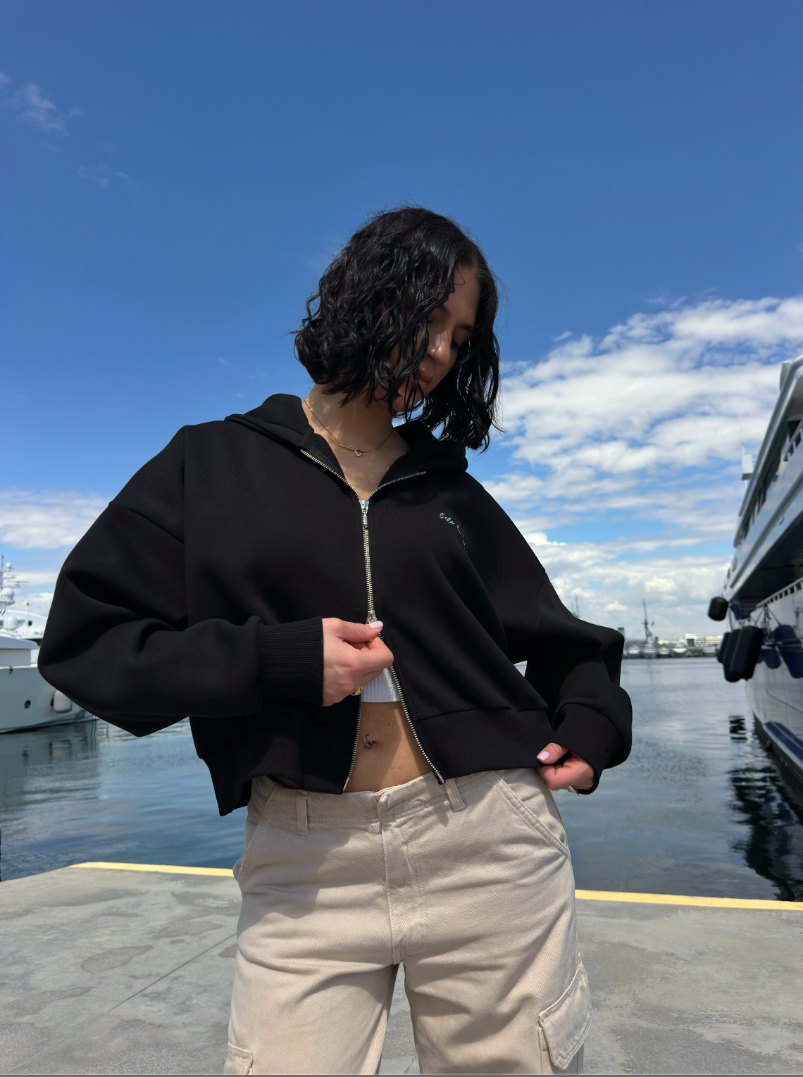 "Le Soleil" Cropped Jacket | Black