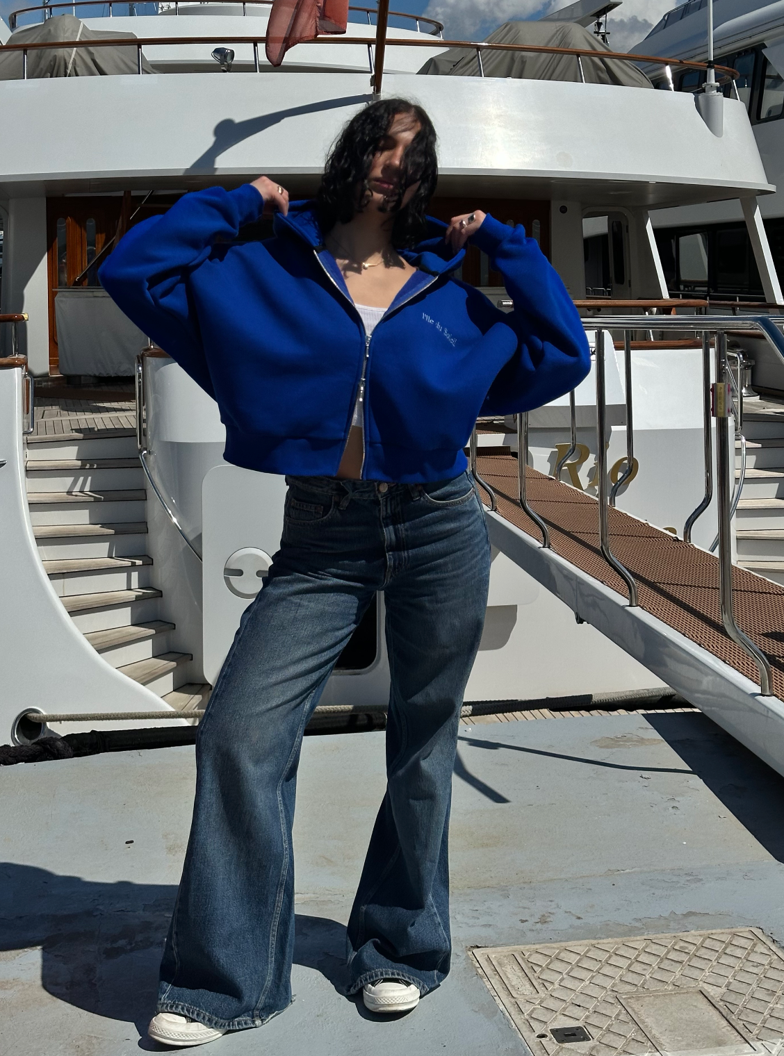 "La Sirèna" Cropped Jacket | Bleu