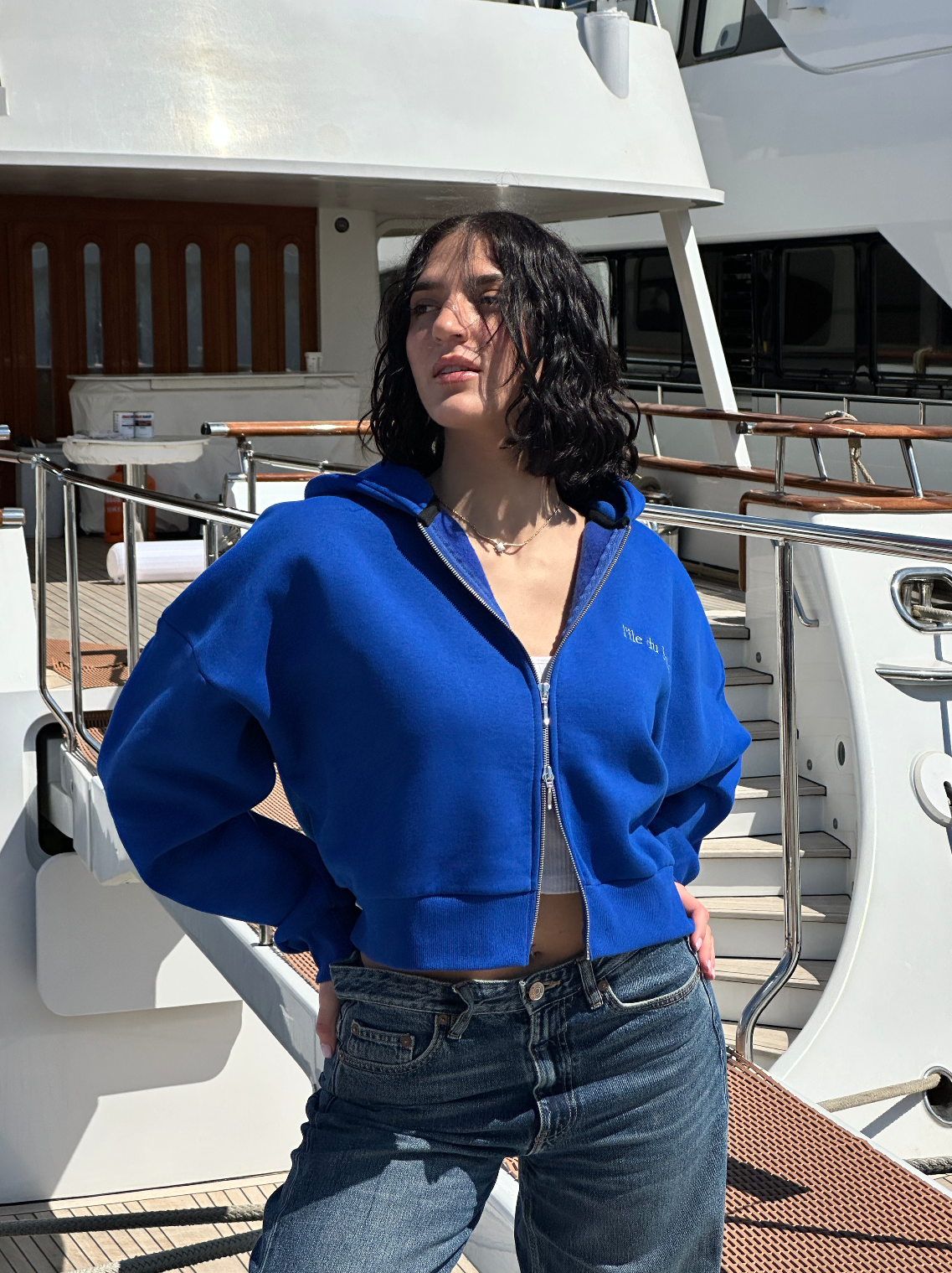 "La Sirèna" Cropped Jacket | Bleu