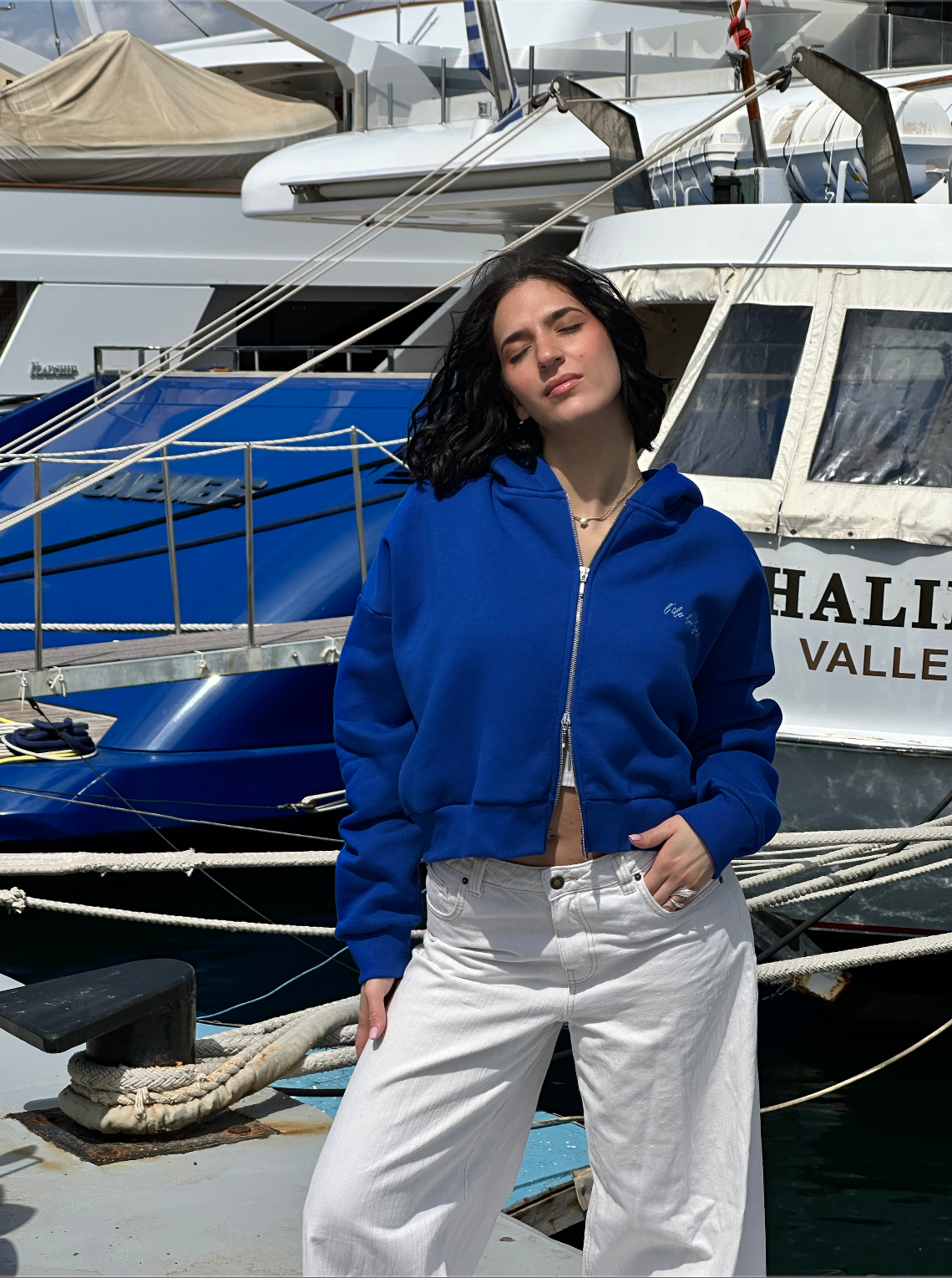 "Le Soleil" Cropped Jacket | Bleu