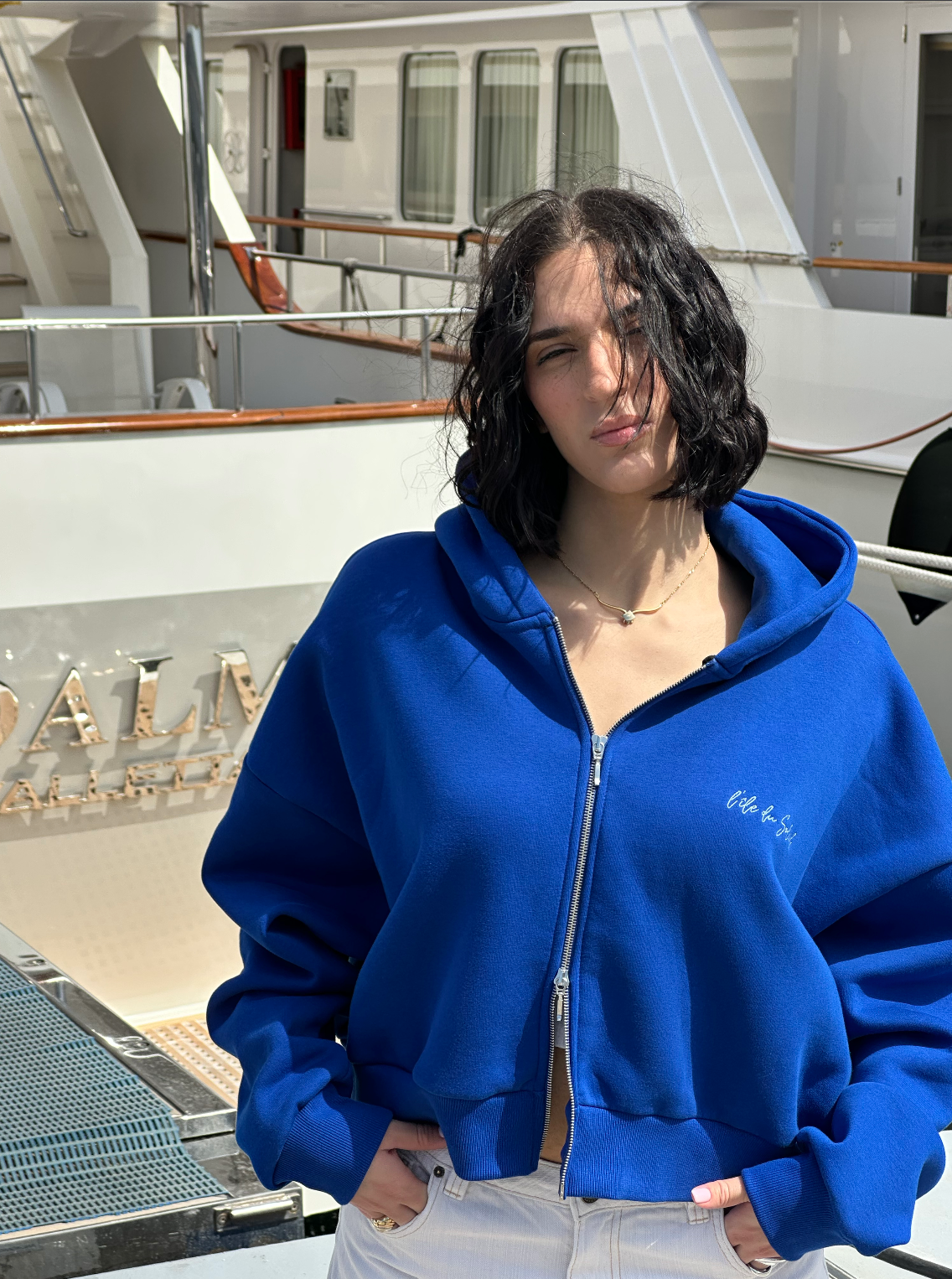 "Le Soleil" Cropped Jacket | Bleu