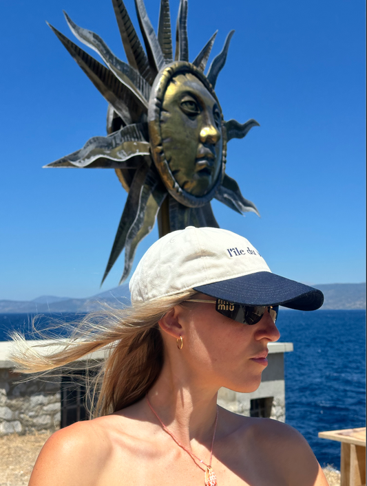"l'île du Soleil" Baseball Cap | Cream & Blue